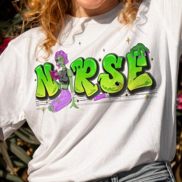 Nurse Graphics Tee, Halloween Nurse Shirt, Gift for Nurse - Picture 1 of 3
